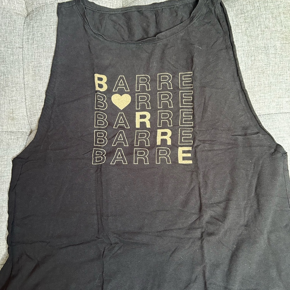 Pure Barre Black Tank Top with Gold Print
